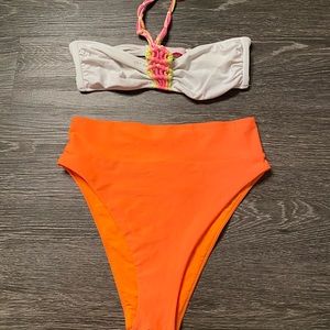 Swim suit white and neon